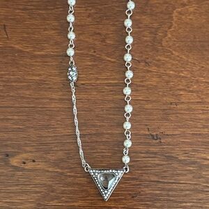 Elegant Banana Republic Silver Fashion Jewelry Necklace with Triangle Pendant